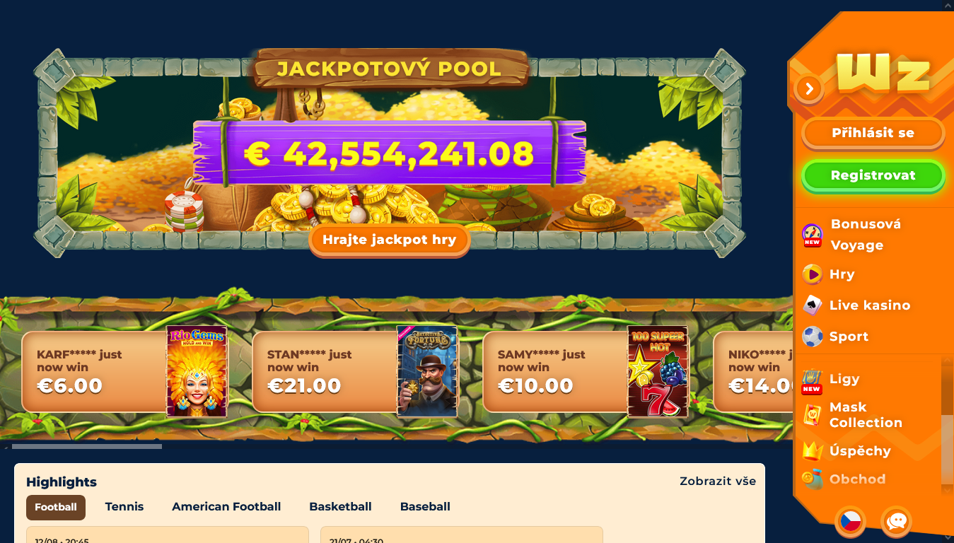Zrzut ekranu przedstawiający interfejs Wazamba Online Casino